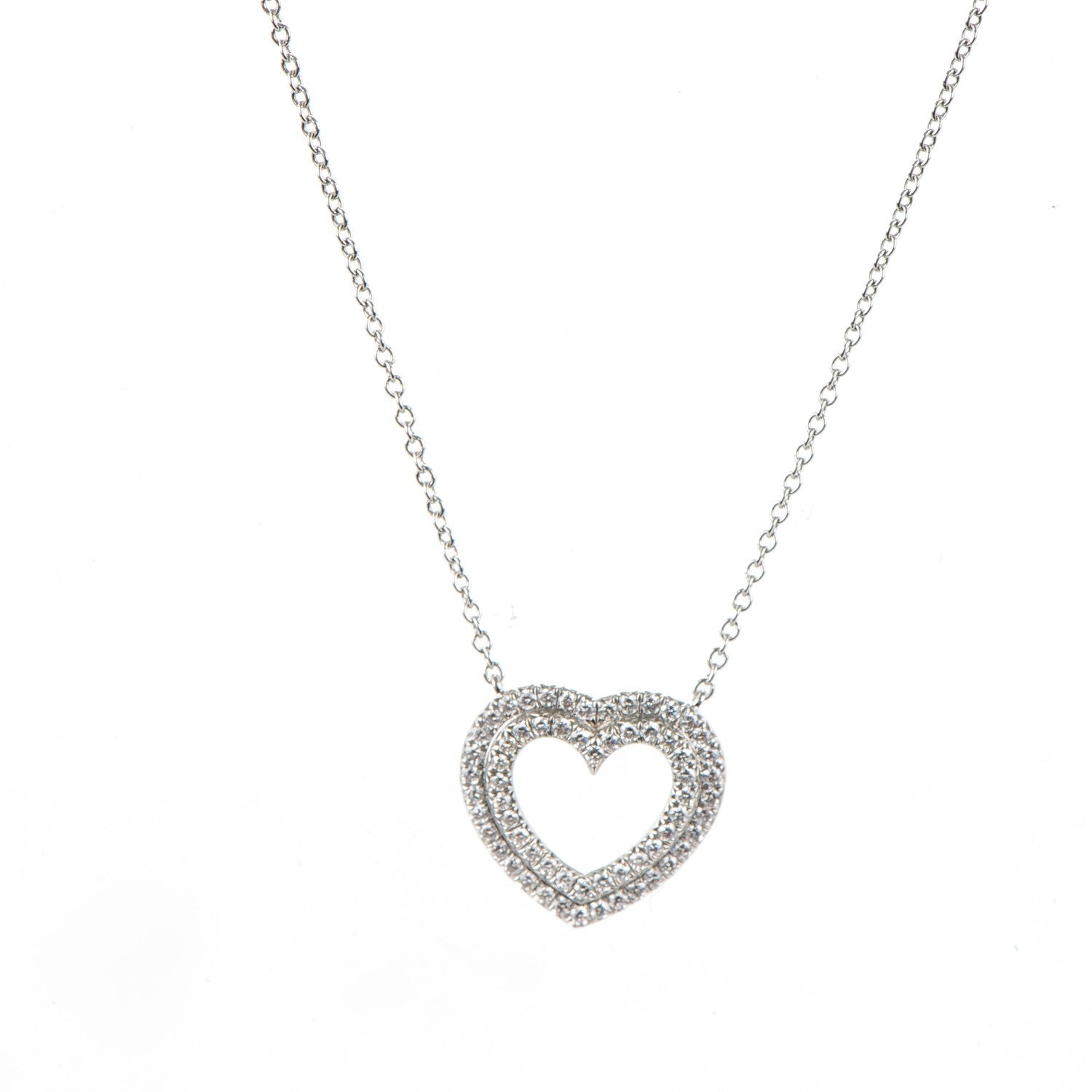 Tiffany Platinum Diamond Metro Heart Pendant Necklace 3 of 6