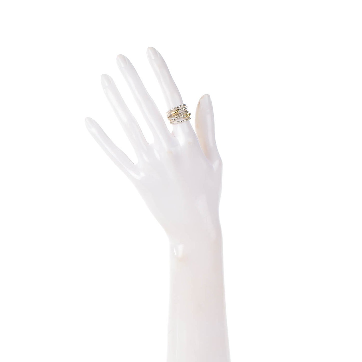 Sterling Silver 18K Yellow Gold Double X Crossover Ring 49 5