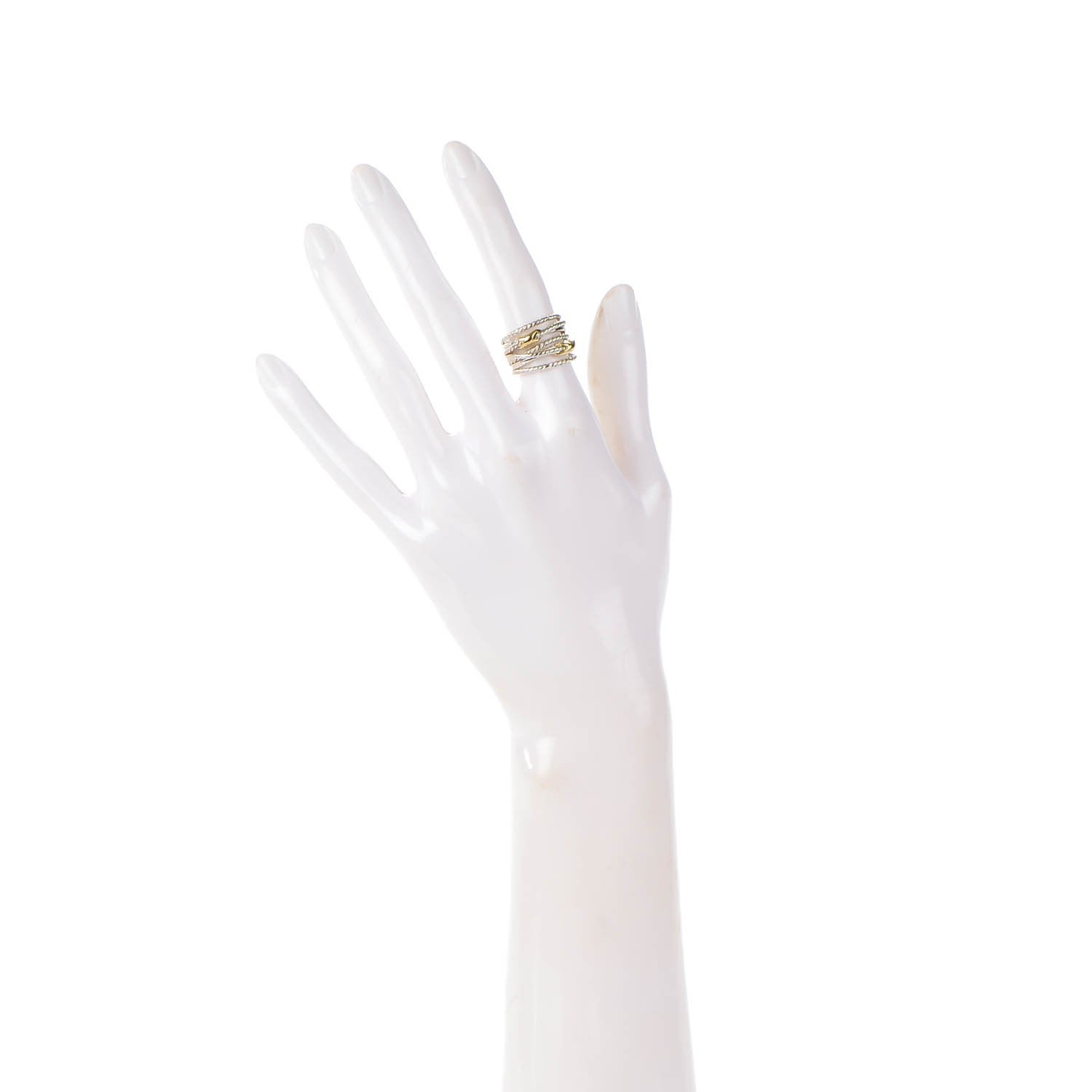 David Yurman Sterling Silver 18K Yellow Gold Double X Crossover Ring 49 5 2 of 3