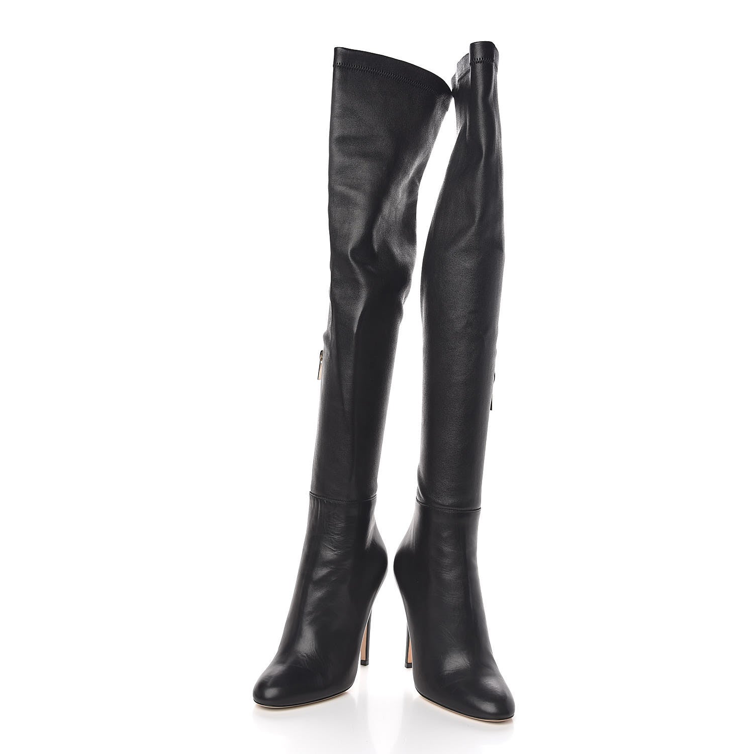 Jimmy Choo Calfskin Stretch Nappa Turner Knee High Boots 36.5 Black 6 of 9