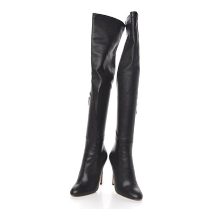 Jimmy Choo Calfskin Stretch Nappa Turner Knee High Boots 36.5 Black 6 of 9