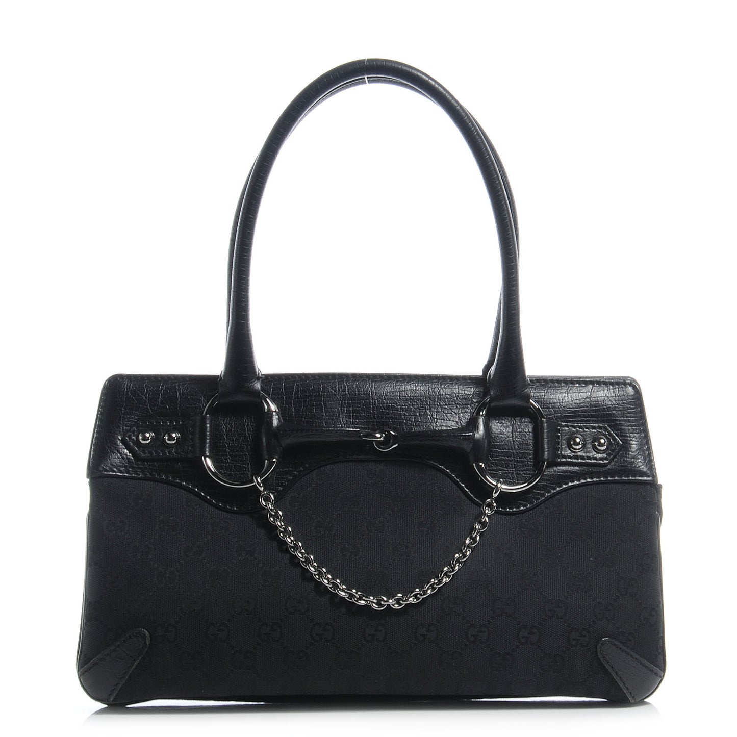 Monogram Horsebit Chain Shoulder Bag Black