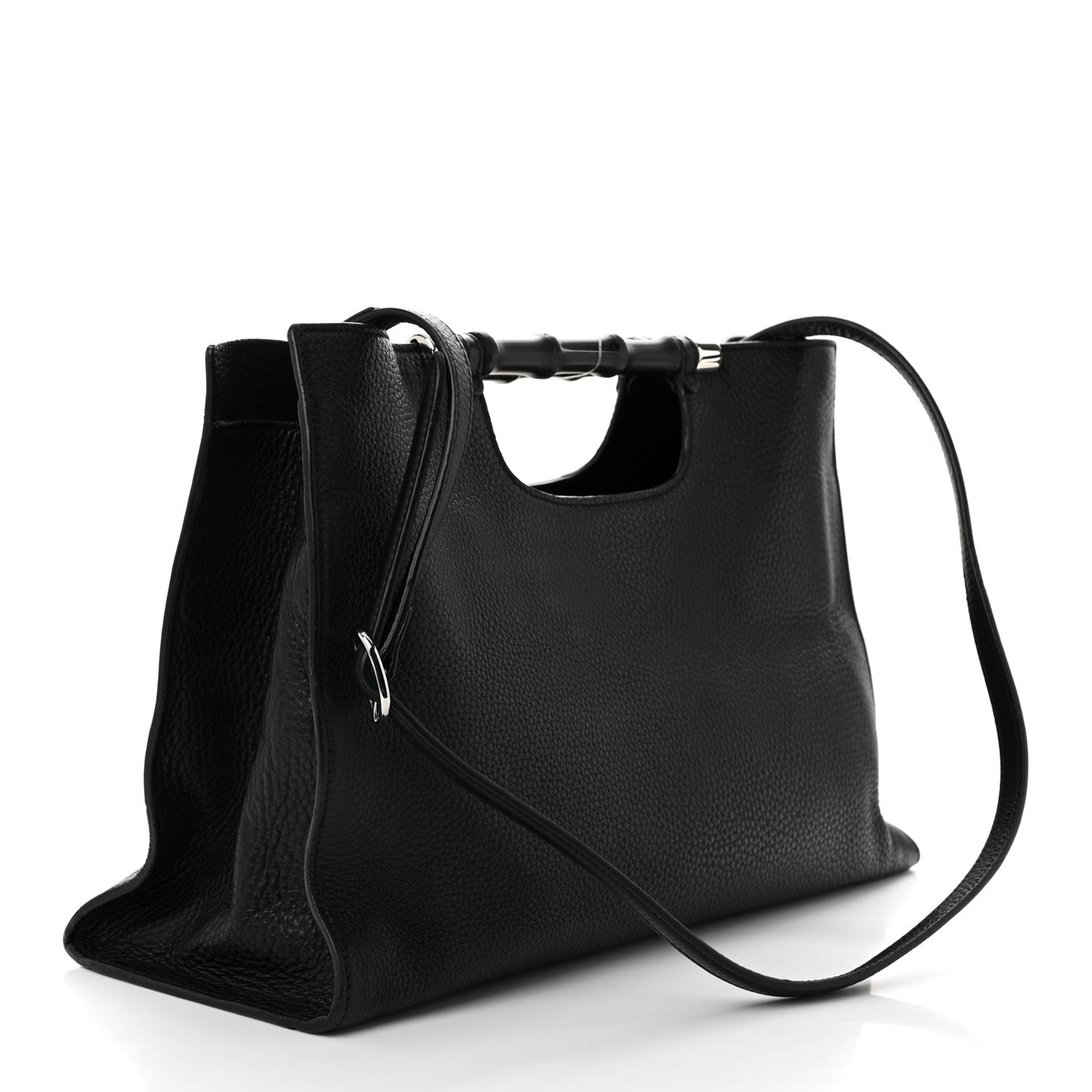 Calfskin Medium Bamboo Daily Shopper Black