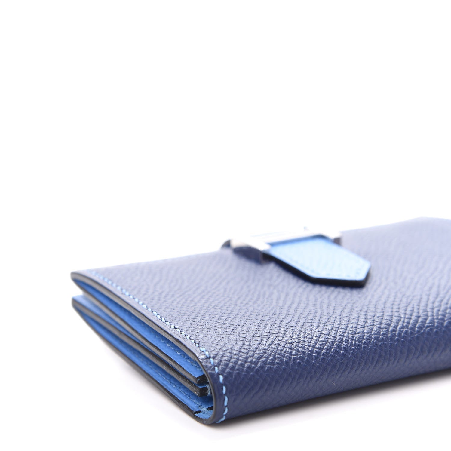Hermes Epsom Bi Color Bearn Card Holder Wallet Paradise Bleu Sapphire 6 of 9