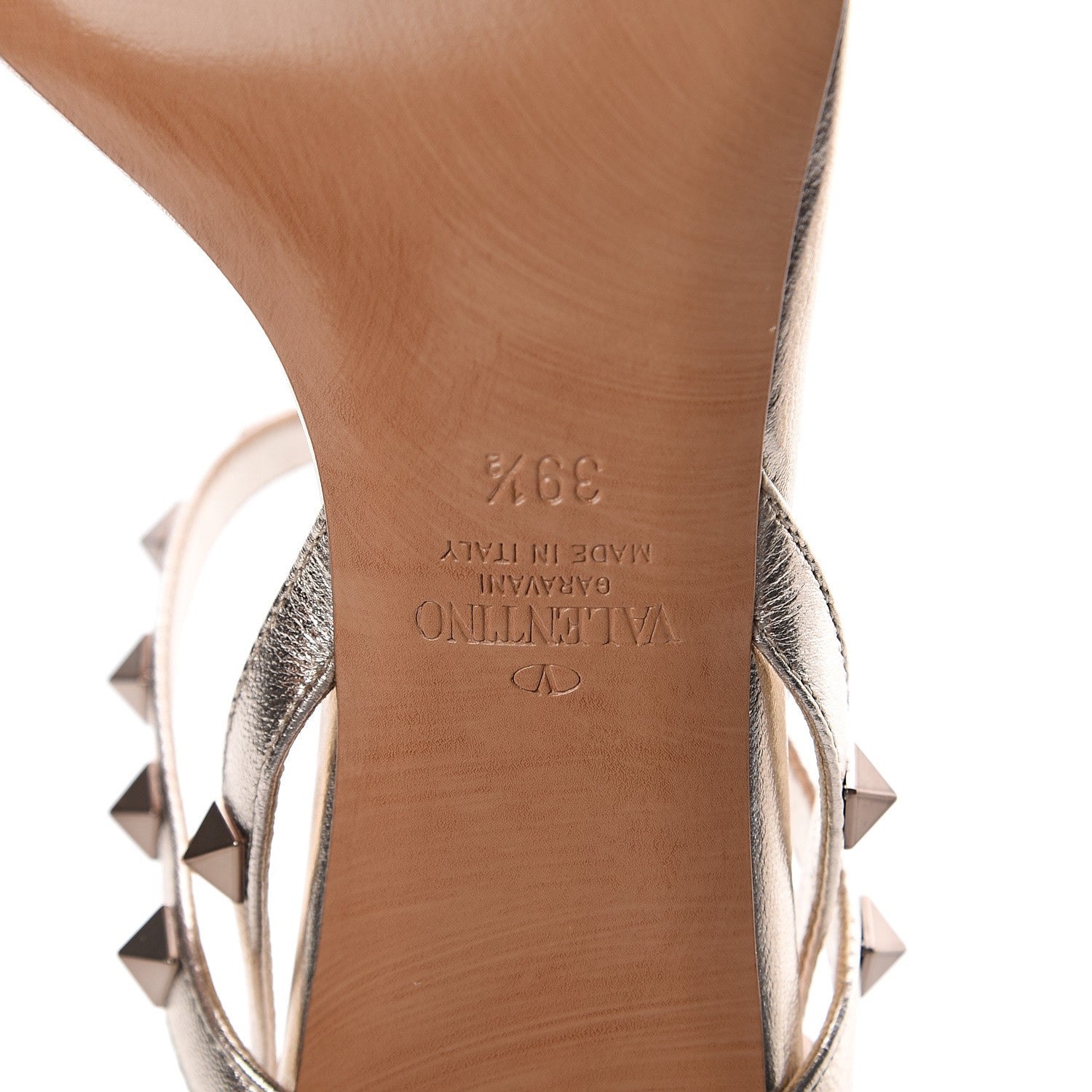 Valentino Garavani Metallic Nappa Rockstud T-Strap Slingback 85mm Sandals 39.5 Skin 7 of 7