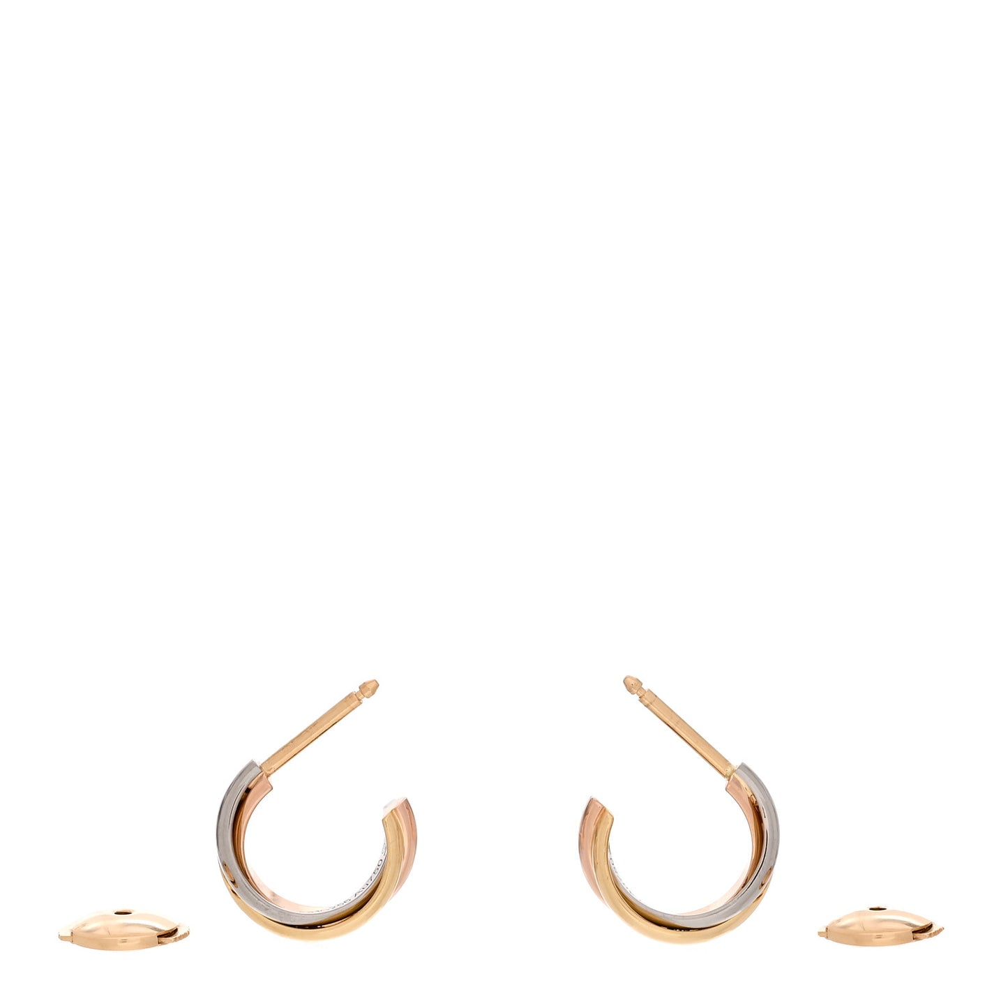 18K Pink Yellow White Gold Small Trinity Hoop Earrings