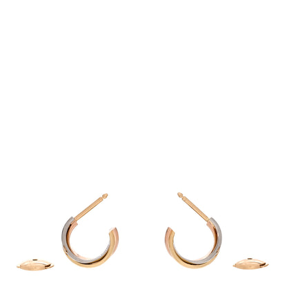 Cartier 18K Pink Yellow White Gold Small Trinity Hoop Earrings 3 of 5