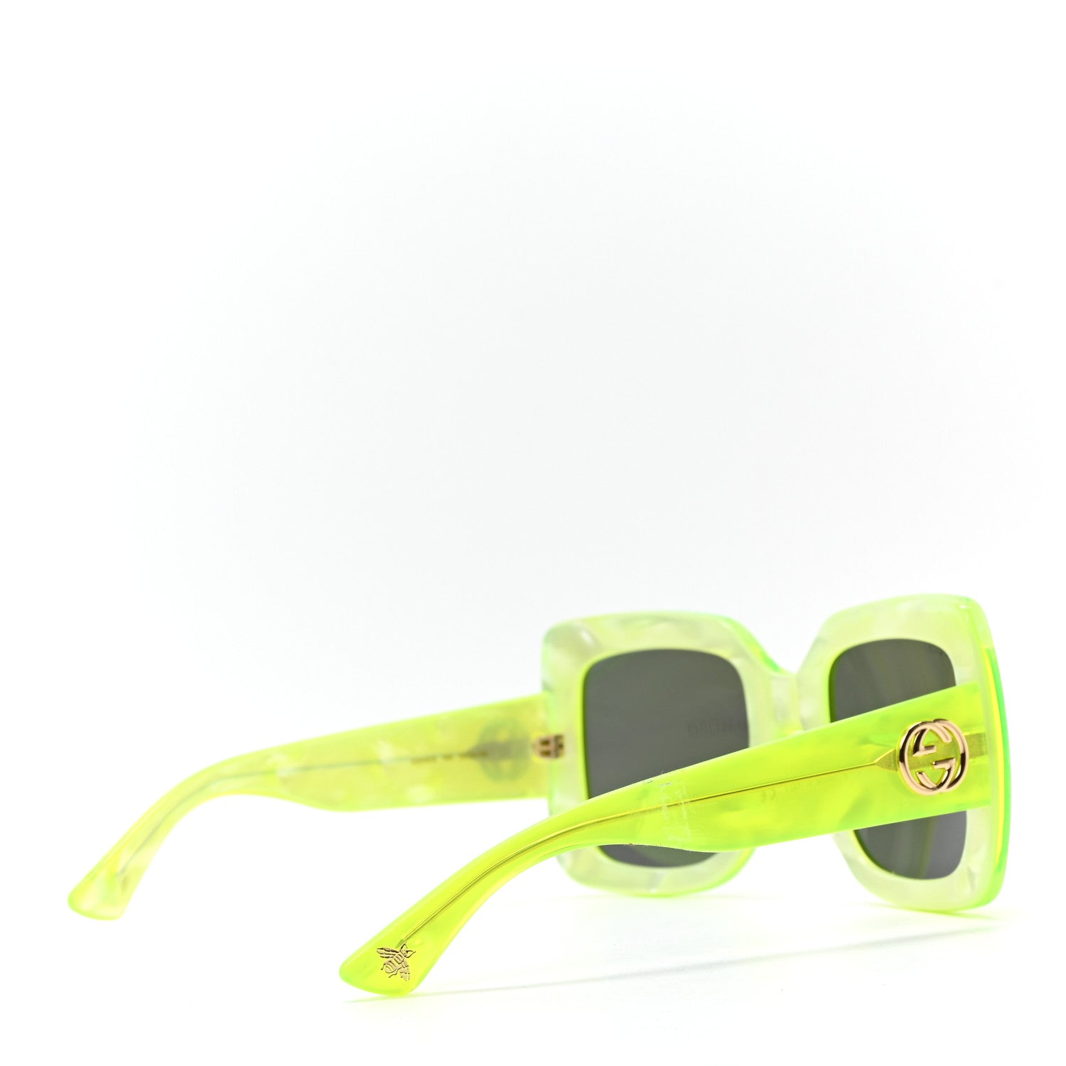 Gucci Acetate Square Frame Sunglasses GG0083S Neon Green 4 of 7