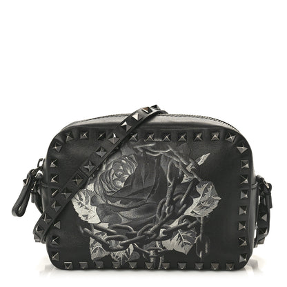 Valentino Garavani X UNDERCOVER Calfskin Rockstud Rose Print Camera Crossbody Bag Black 1 of 10