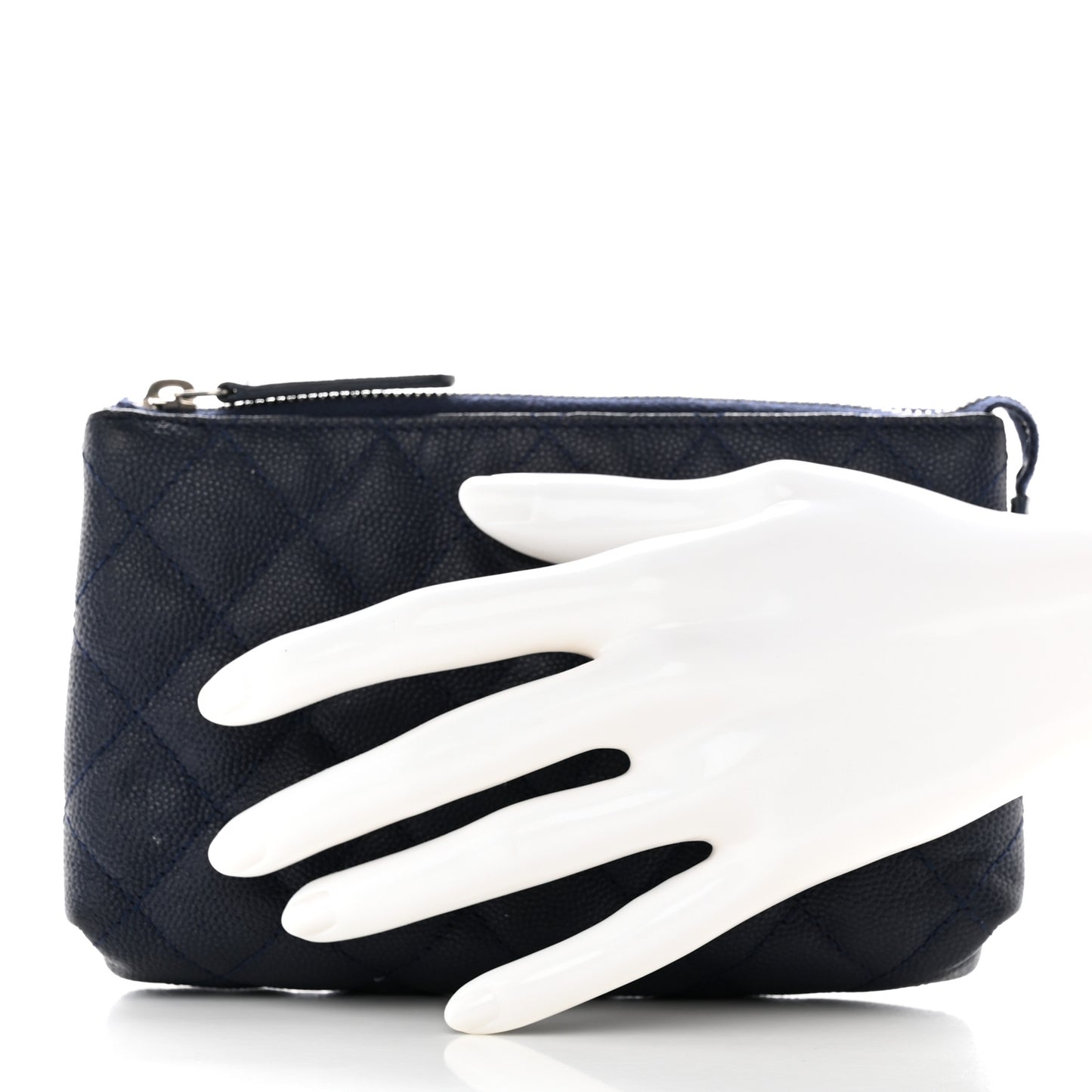 Caviar Quilted Small Pouch Navy