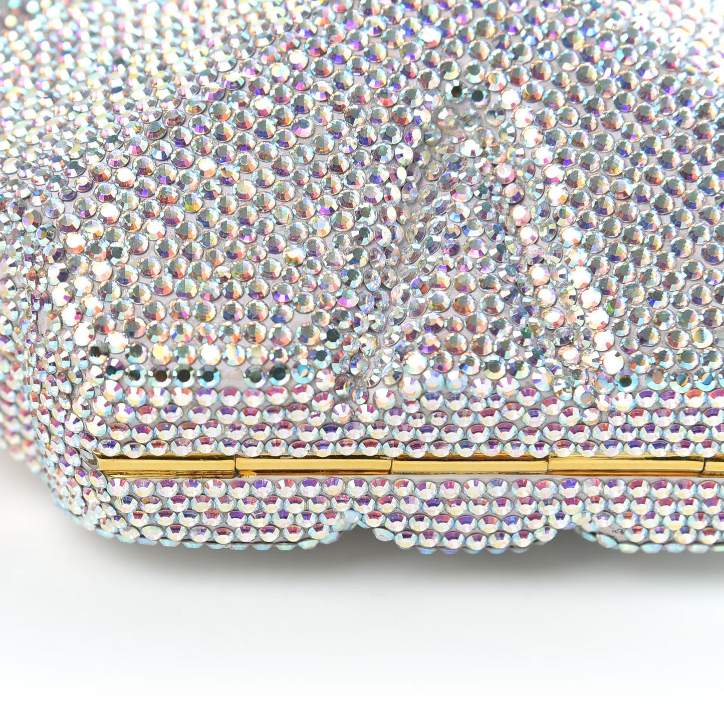 Crystal Four Leaf Clover Minaudiere Chain Clutch Multicolor