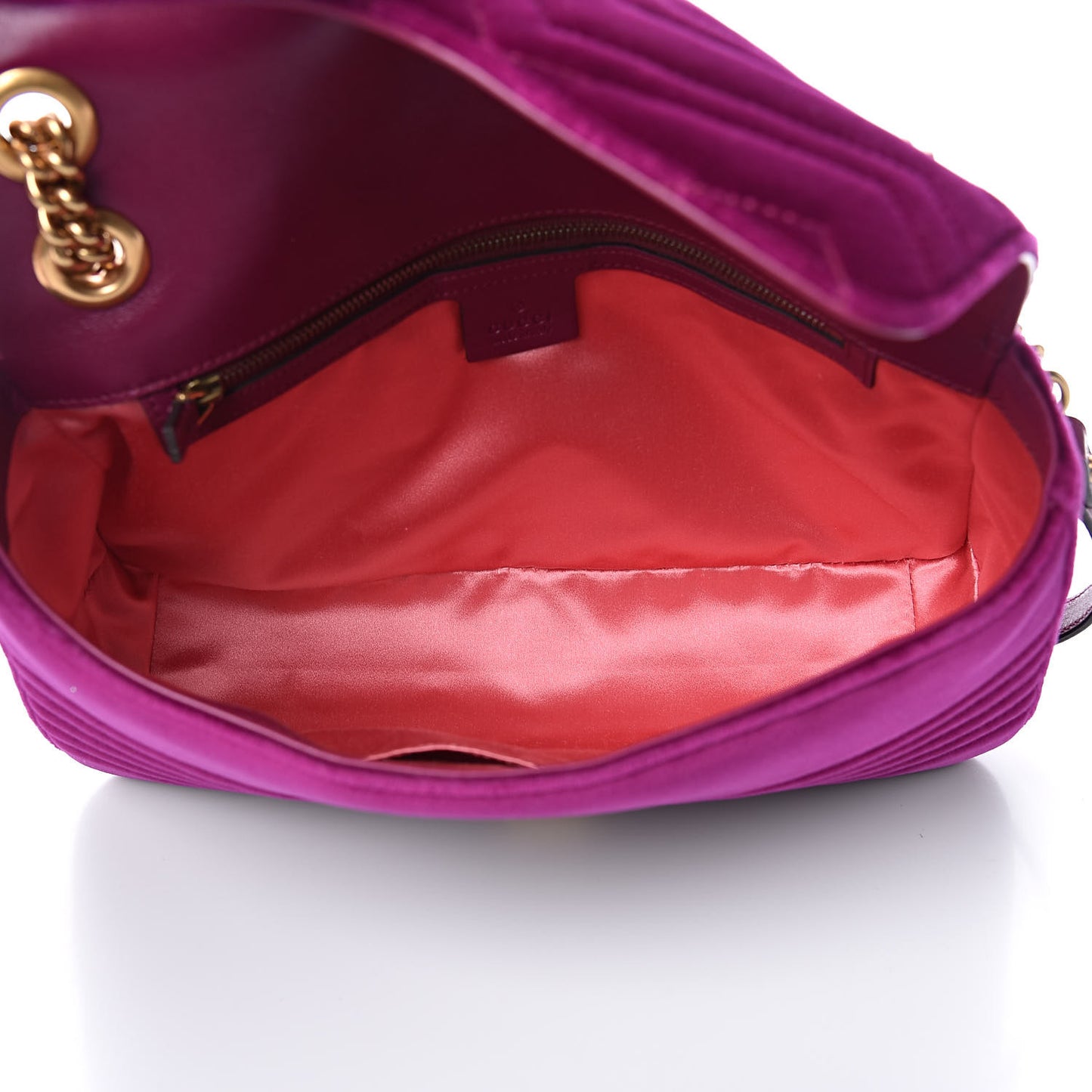 Velvet Matelasse Medium GG Marmont Shoulder Bag Fuchsia Violet Cyclamen