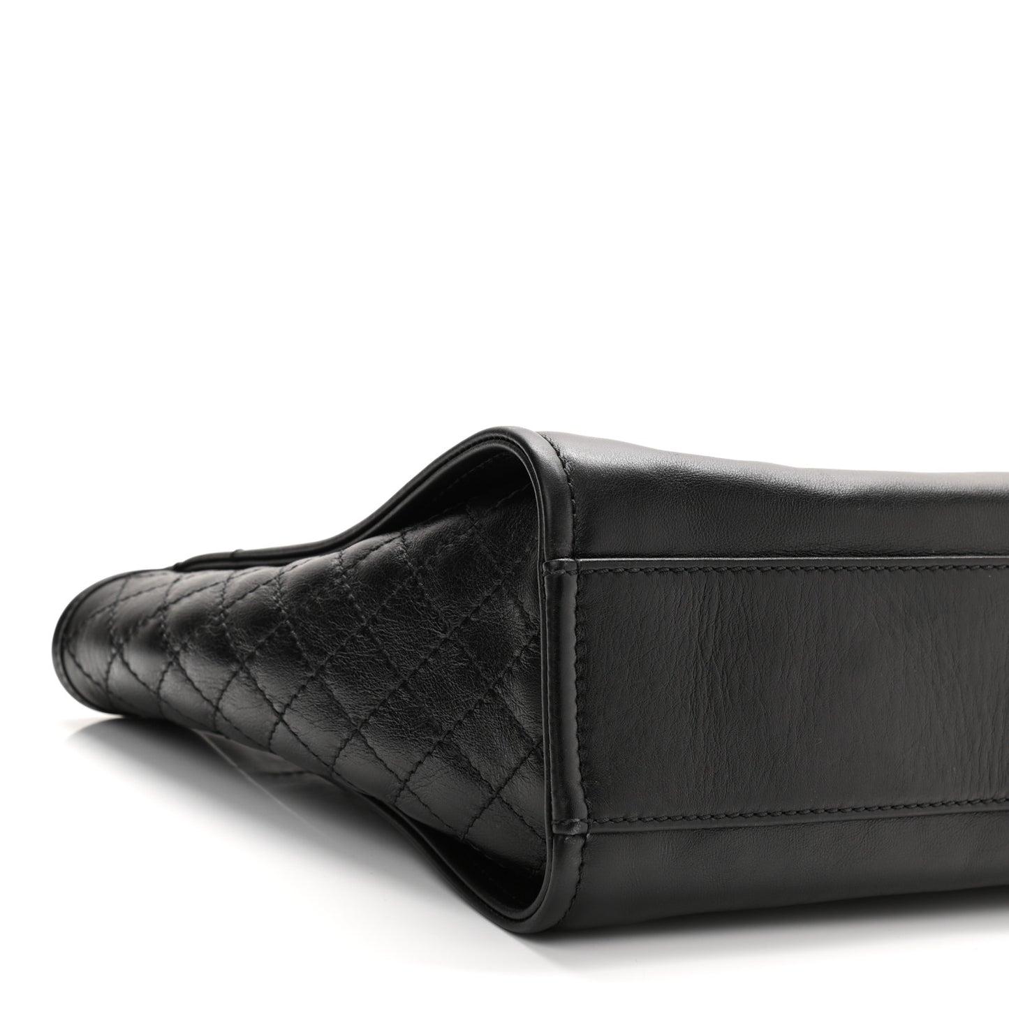 Aged Calfskin Small Charms Deauville Tote Black