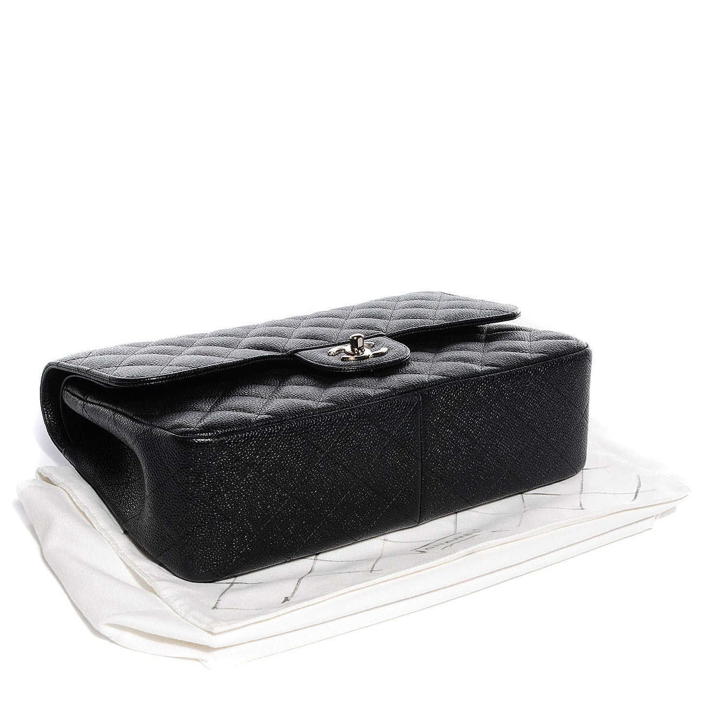 Caviar Quilted Jumbo Double Flap Black