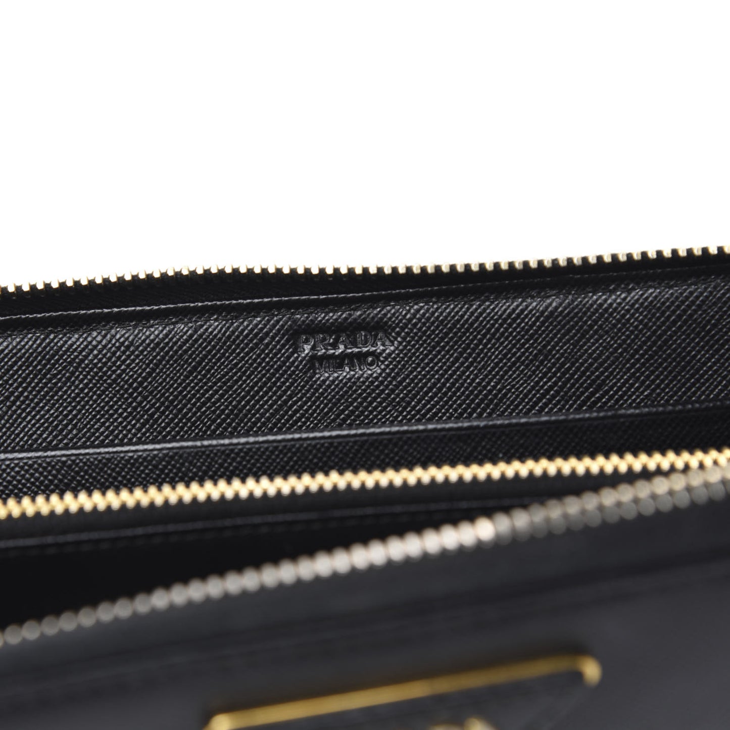Saffiano Triangle Zip Around Wallet Black