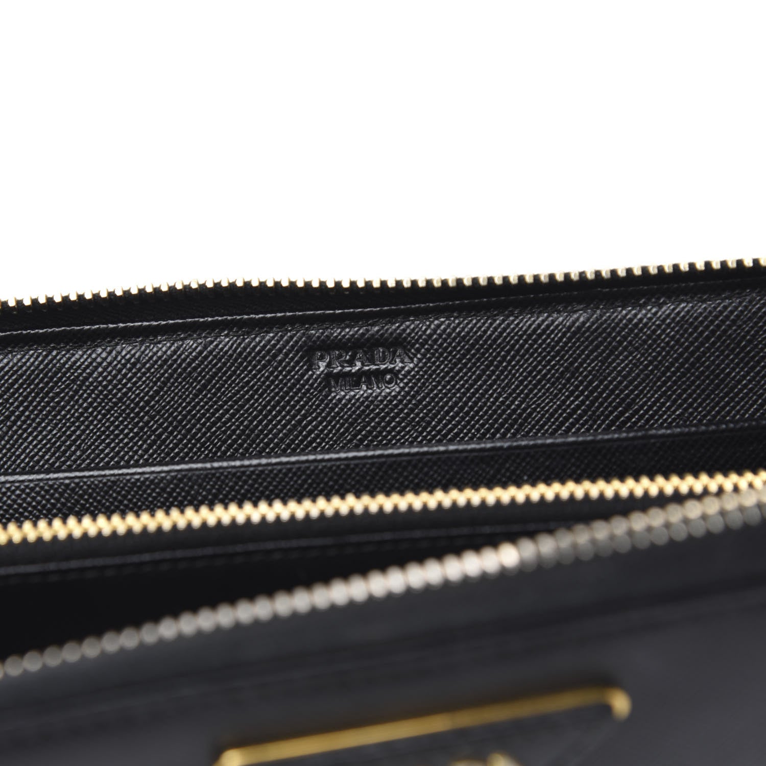 Prada Saffiano Triangle Zip Around Wallet Black 6 of 11