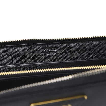 Prada Saffiano Triangle Zip Around Wallet Black 6 of 11
