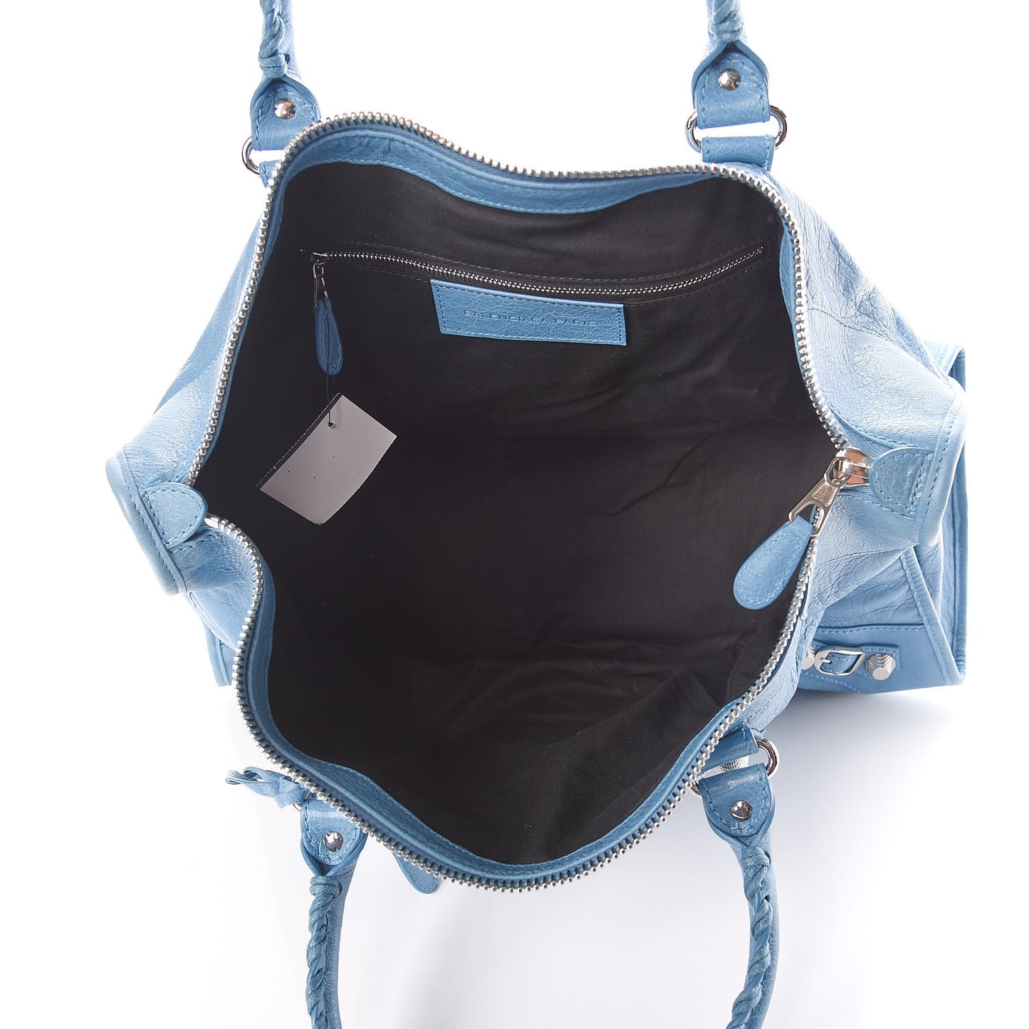 Agneau Giant 12 Silver Hardware Work Bleu Indigo