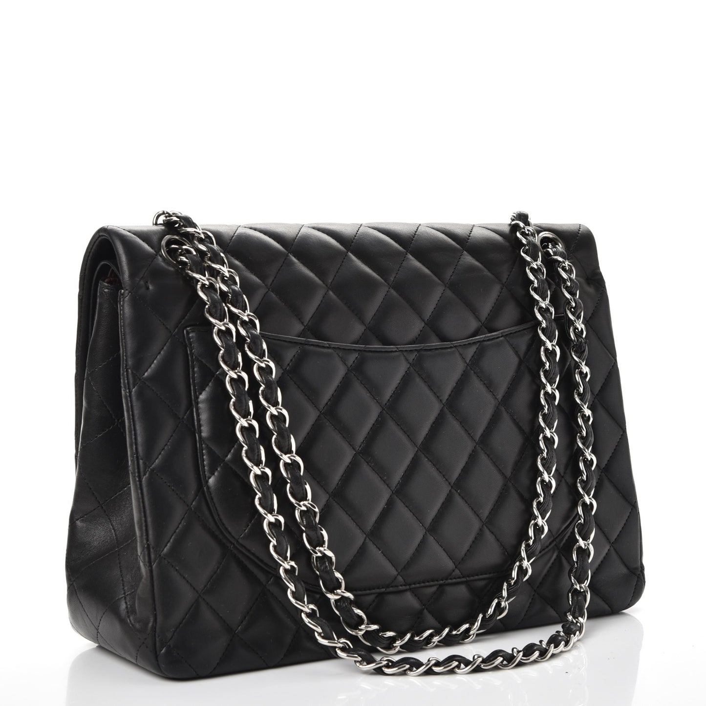 Lambskin Quilted Maxi Double Flap Black