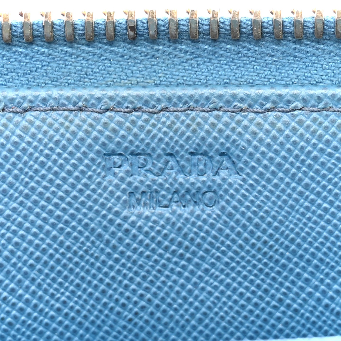 Saffiano Metal Zip Around Wallet Cobalto