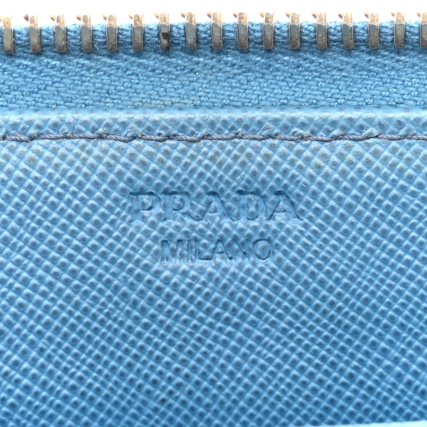 Prada Saffiano Metal Zip Around Wallet Cobalto 6 of 9