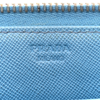 Prada Saffiano Metal Zip Around Wallet Cobalto 6 of 9