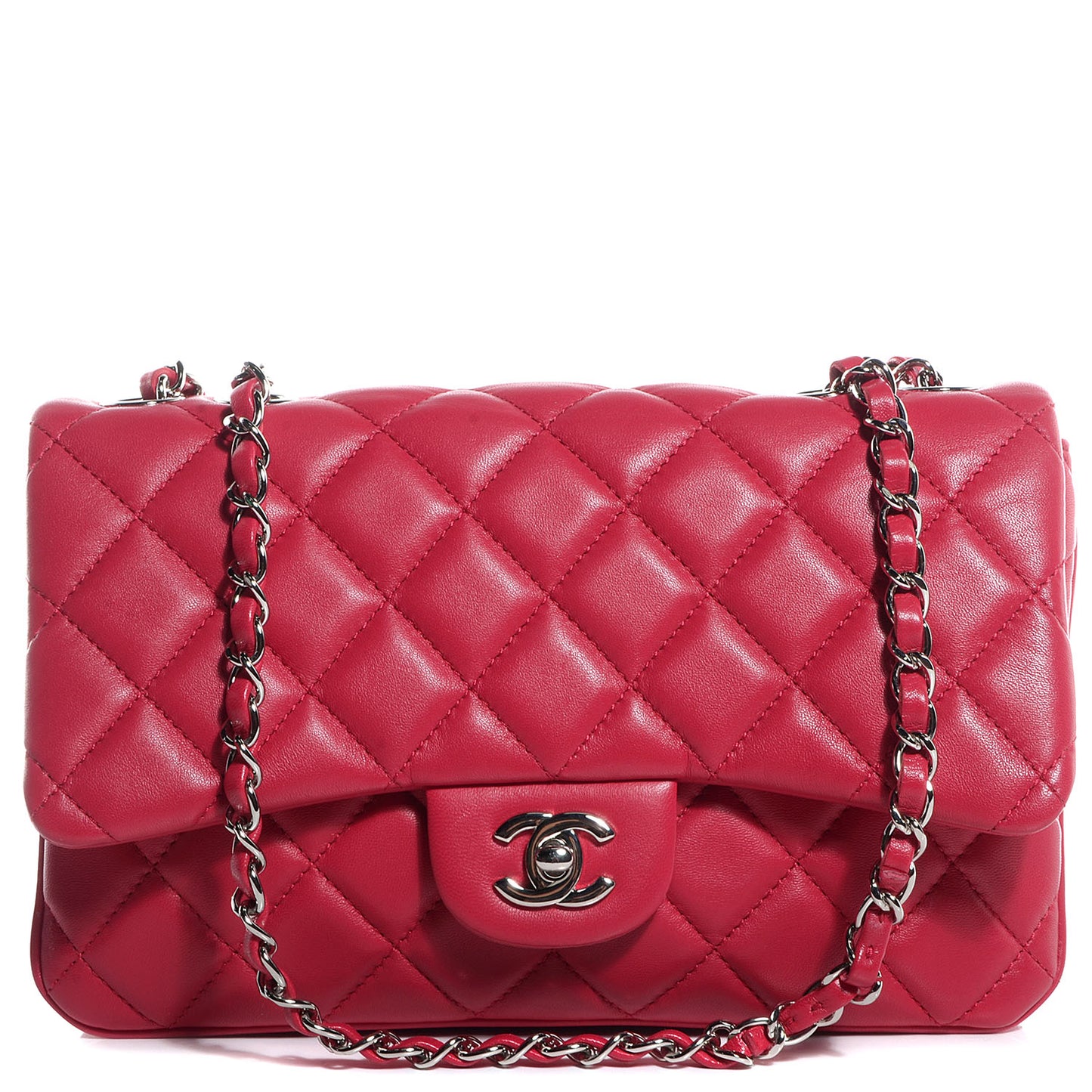 Lambskin Quilted Medium 3 Flap Dark Pink