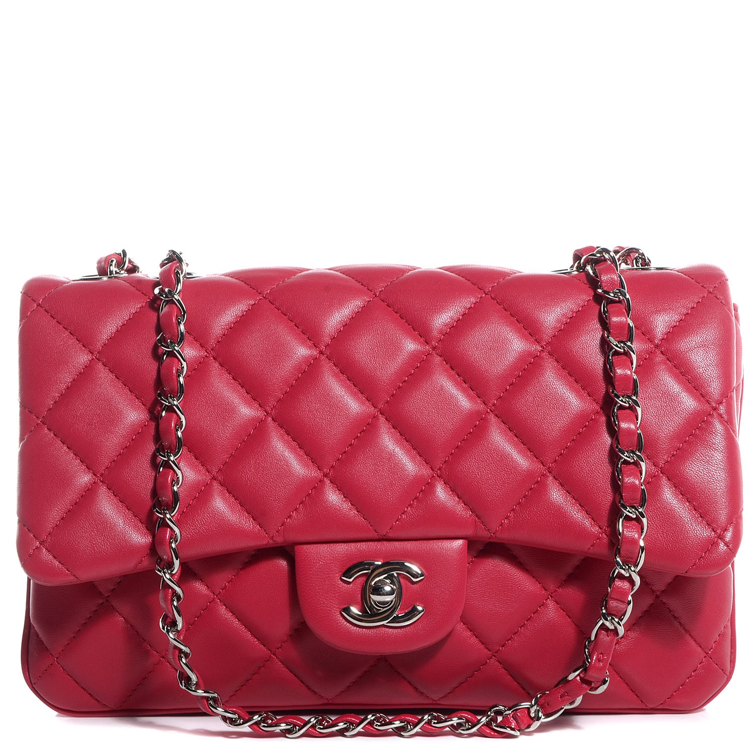 Chanel Lambskin Quilted Medium 3 Flap Dark Pink 1 of 8