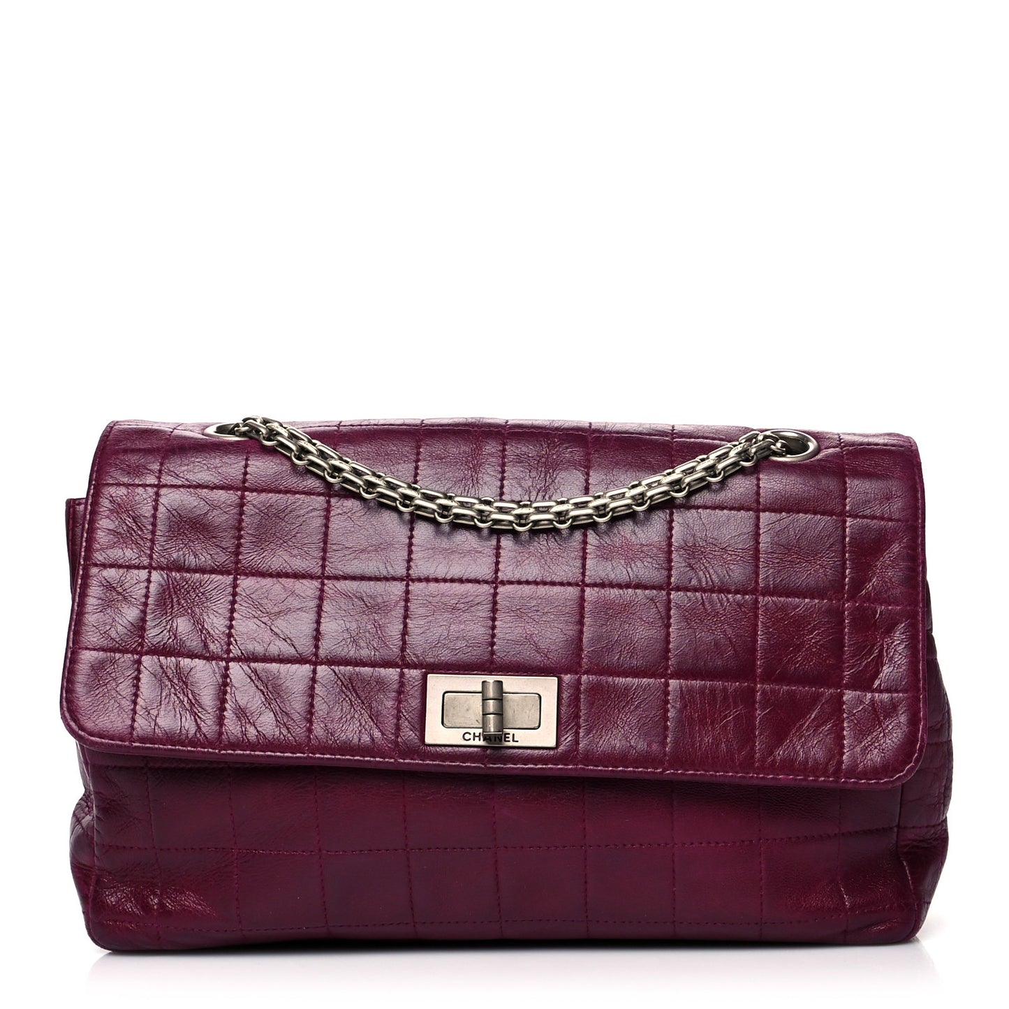 Lambskin Chocolate Bar Mademoiselle Flap Purple
