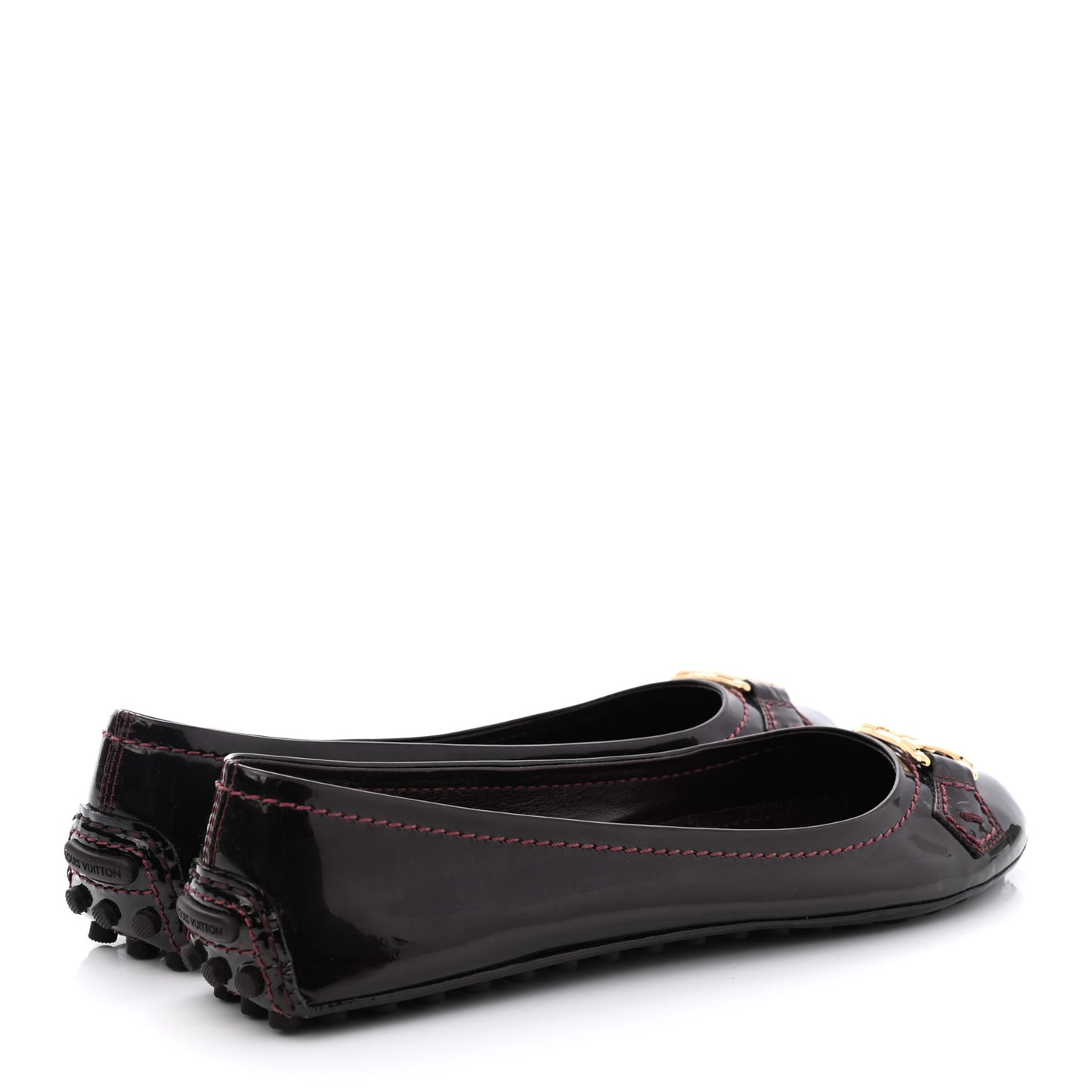 Patent Calfskin Oxford Ballerina Flats 38 Amarante