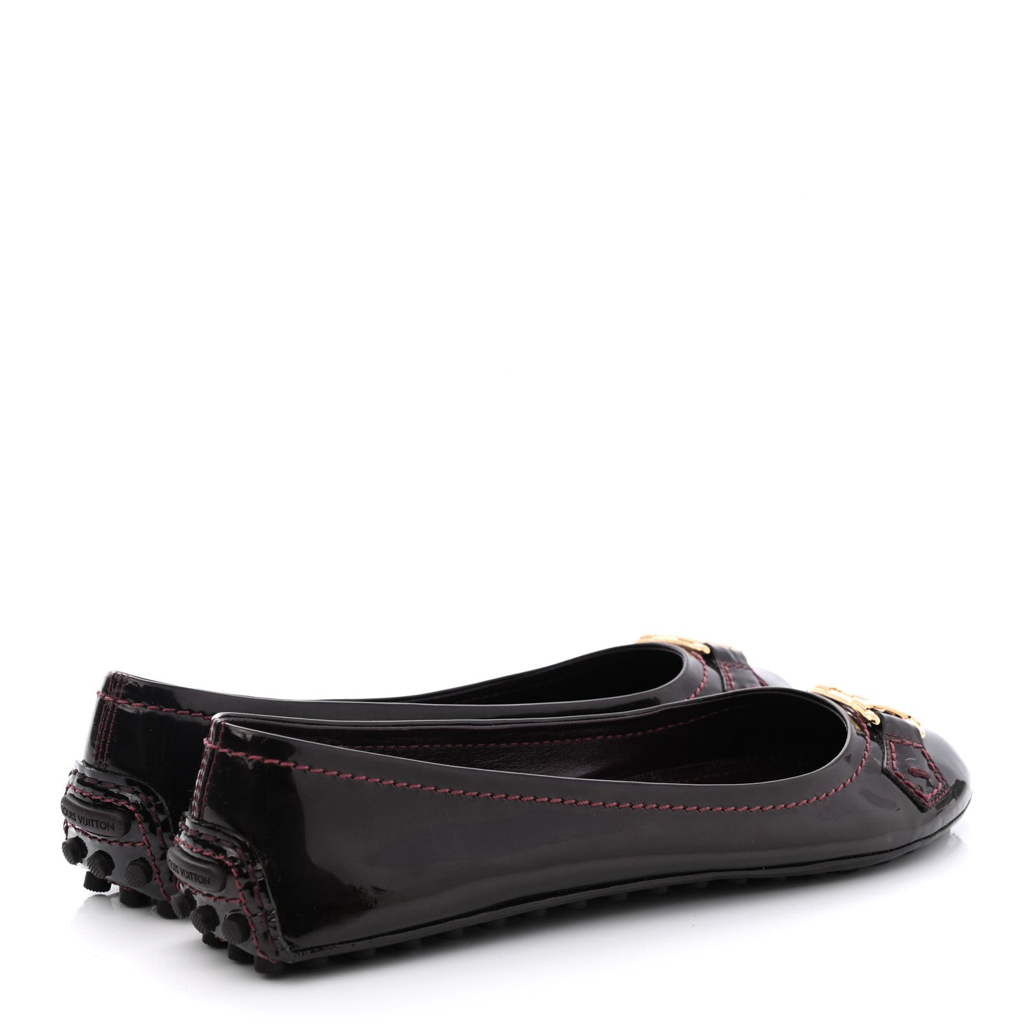 Louis Vuitton Patent Calfskin Oxford Ballerina Flats 38 Amarante 4 of 8
