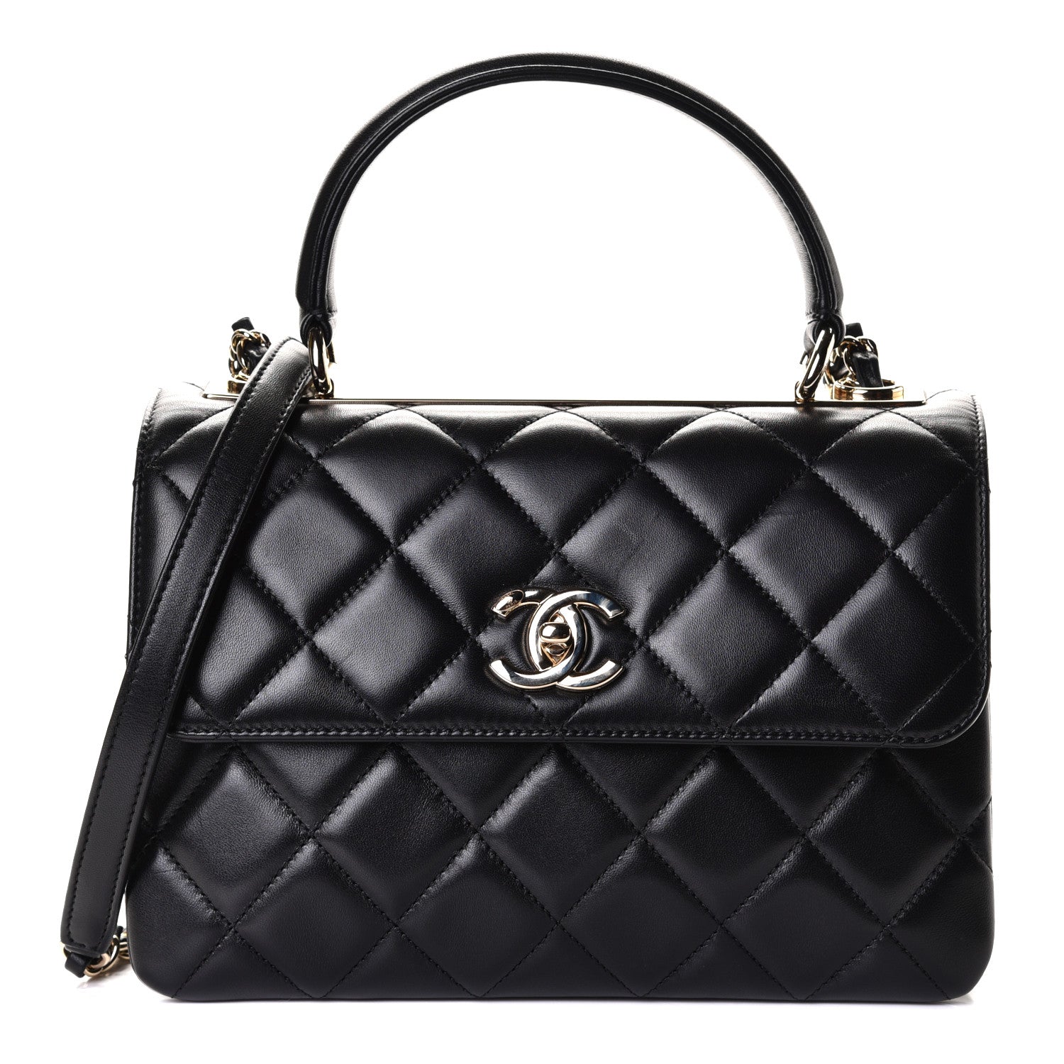 Chanel Lambskin Quilted Small Trendy CC Dual Handle Flap Bag Black 1 of 7
