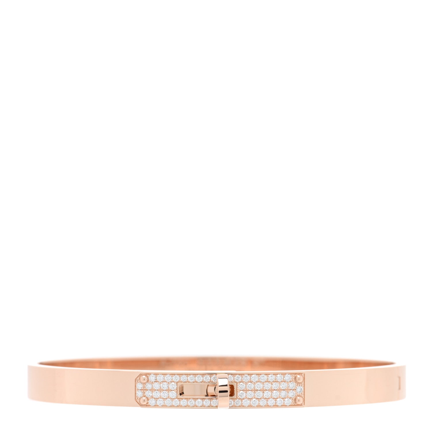 Hermes 18K Rose Gold Diamond PM Kelly Pave Bracelet ST 1 of 3