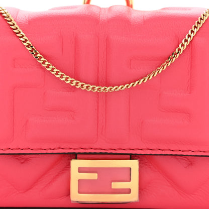 Fendi Nappa Matisse FF Embossed Nano Baguette Charm Lampone 8 of 10