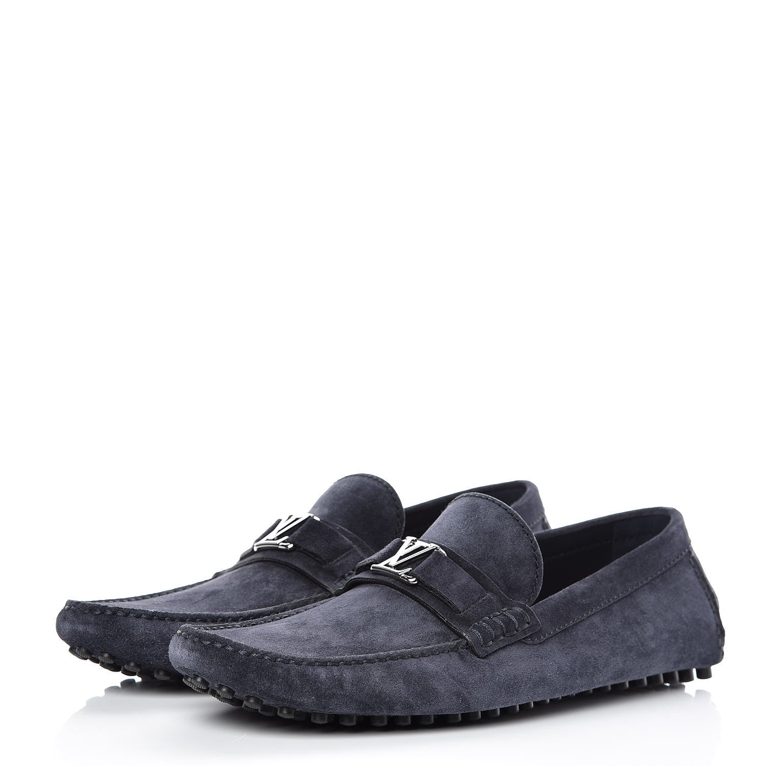 Louis Vuitton Suede Calfskin Mens Hockenheim Moccasin Loafers 9.5 Blue 3 of 10