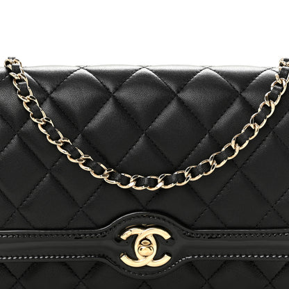 Chanel Lambskin Patent Calfskin Quilted Hold The Line CC Wallet On Chain WOC Black 8 of 12