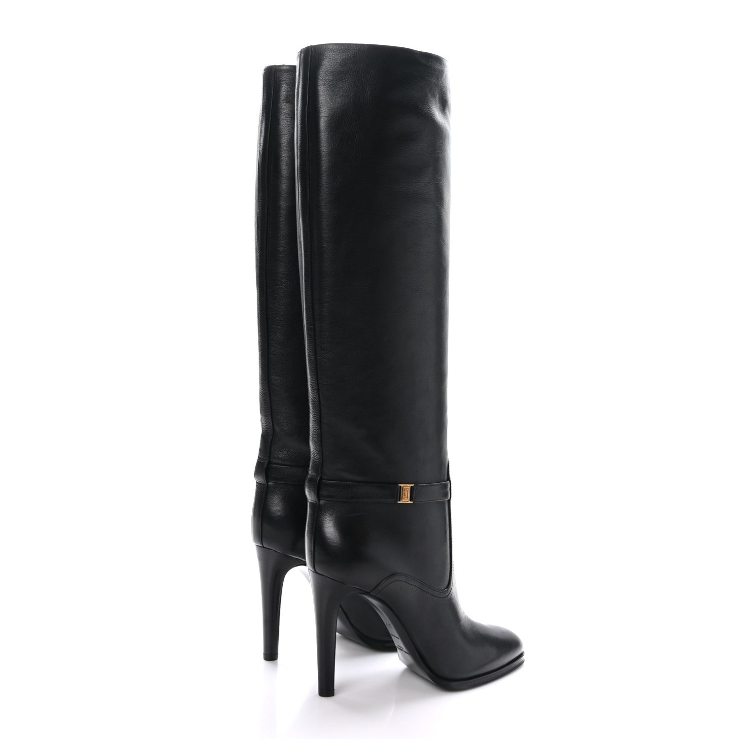 Saint Laurent Grained Calfskin Diane 100 Boots 38.5 Black 4 of 8