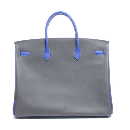 Hermes Epsom Special Order Horseshoe Bi-Color Birkin 40 Graphite and Bleu Electric 3 of 10