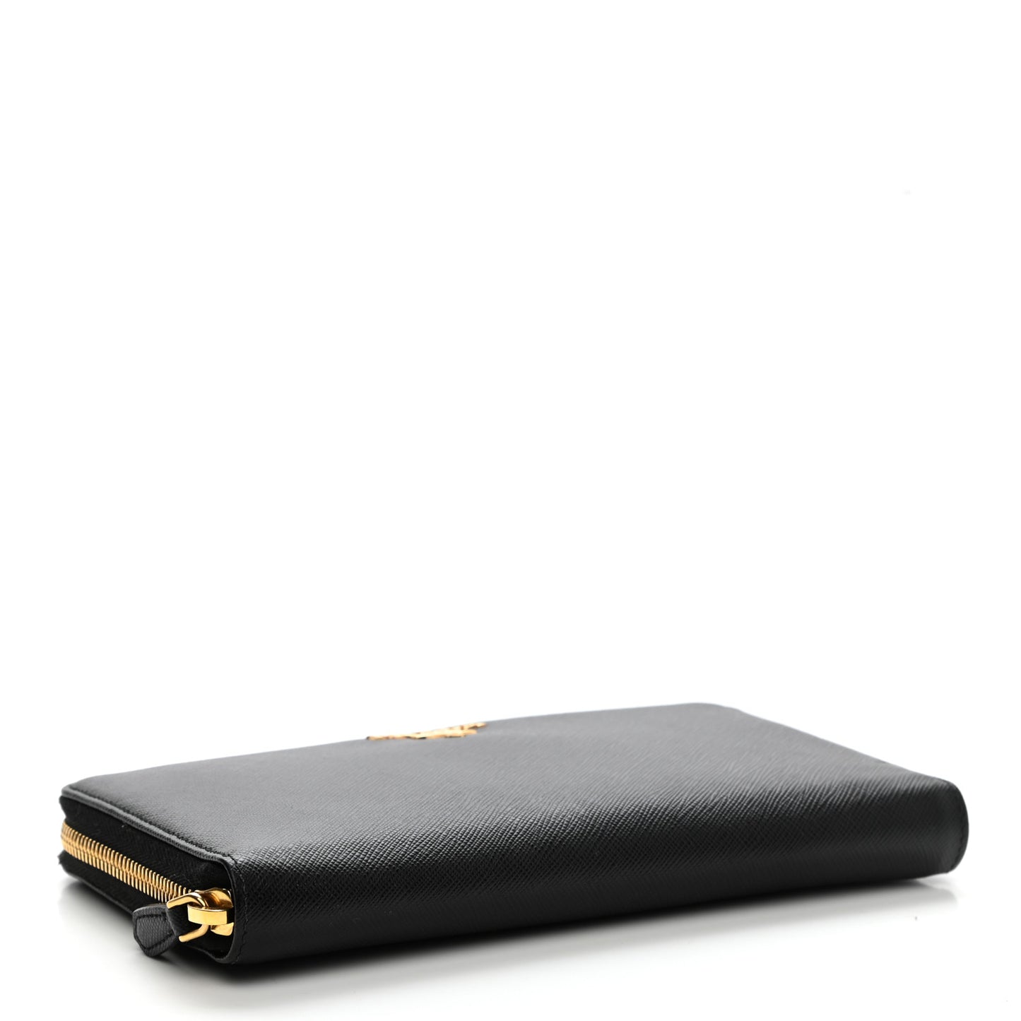 Saffiano Metal Large Zip Around Travel Wallet Black