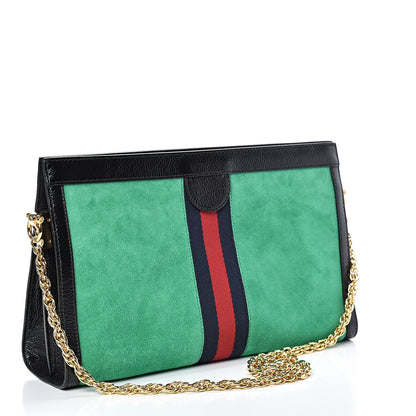 Gucci Suede Patent Web Medium Ophidia Chain Shoulder Bag New Shamarock Black 2 of 15