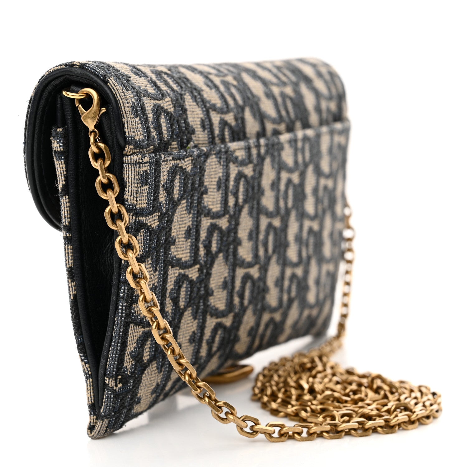 Christian Dior Oblique Saddle Chain Long Wallet Blue 4 of 15