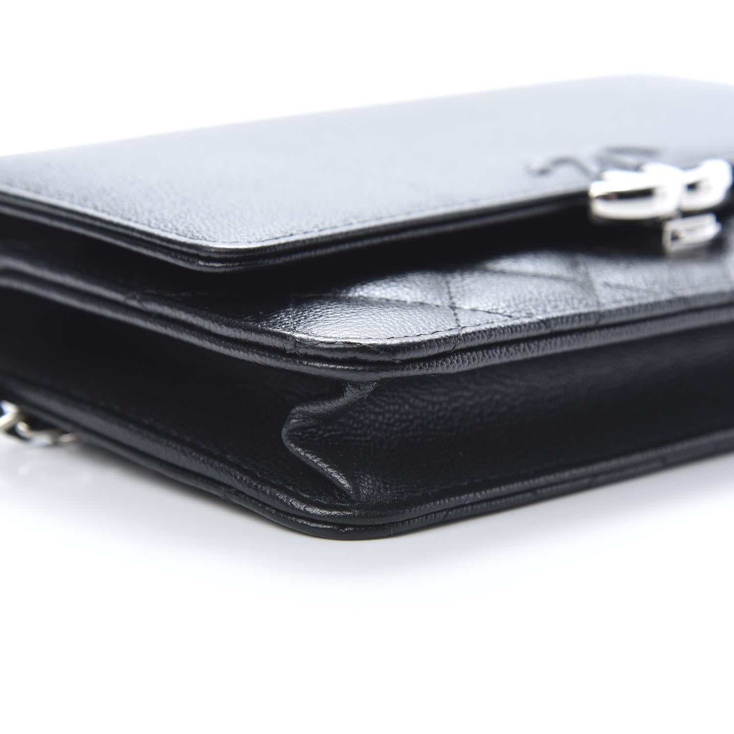 Chanel Grained Calfskin Quilted CC Box Wallet On Chain WOC Black 10 of 13