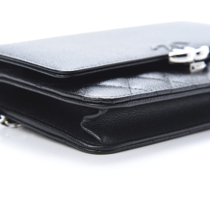 Chanel Grained Calfskin Quilted CC Box Wallet On Chain WOC Black 10 of 13