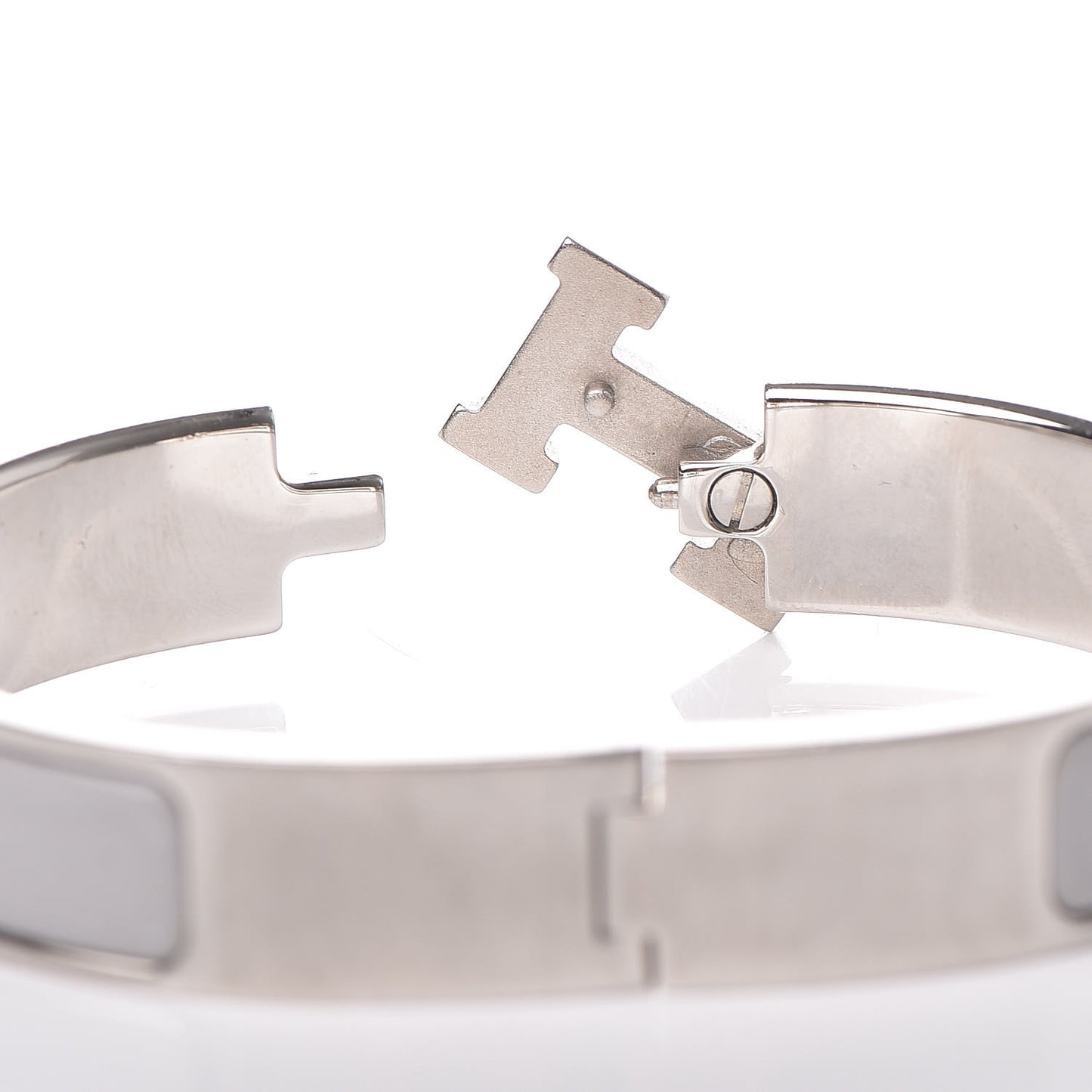 Enamel Narrow Clic Clac H Bracelet PM Blanc Gris Clair