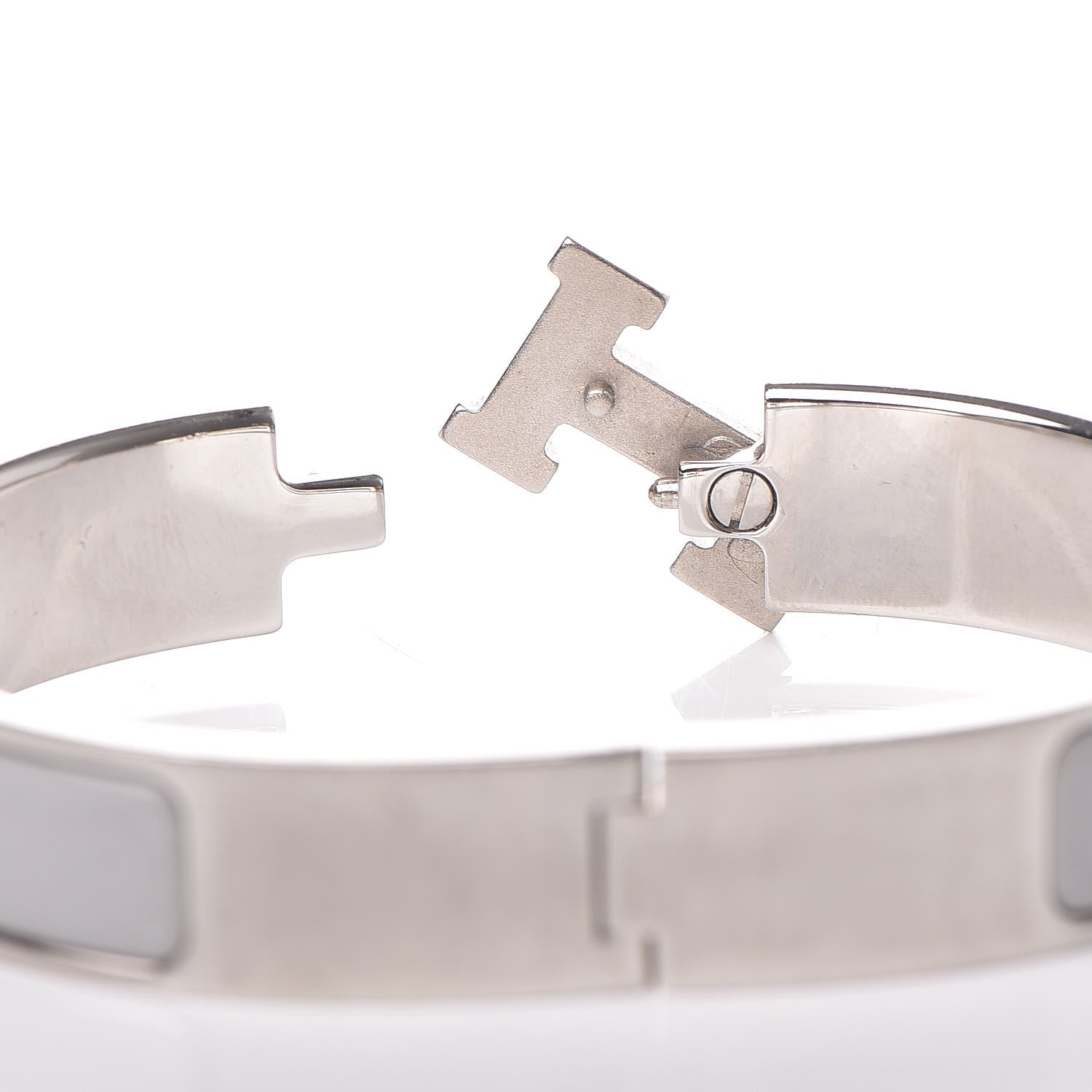 Hermes Enamel Narrow Clic Clac H Bracelet PM Blanc Gris Clair 4 of 5