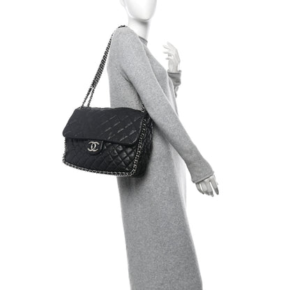 Chanel Washed Lambskin Quilted Maxi Chain Around Flap Black 2 of 11