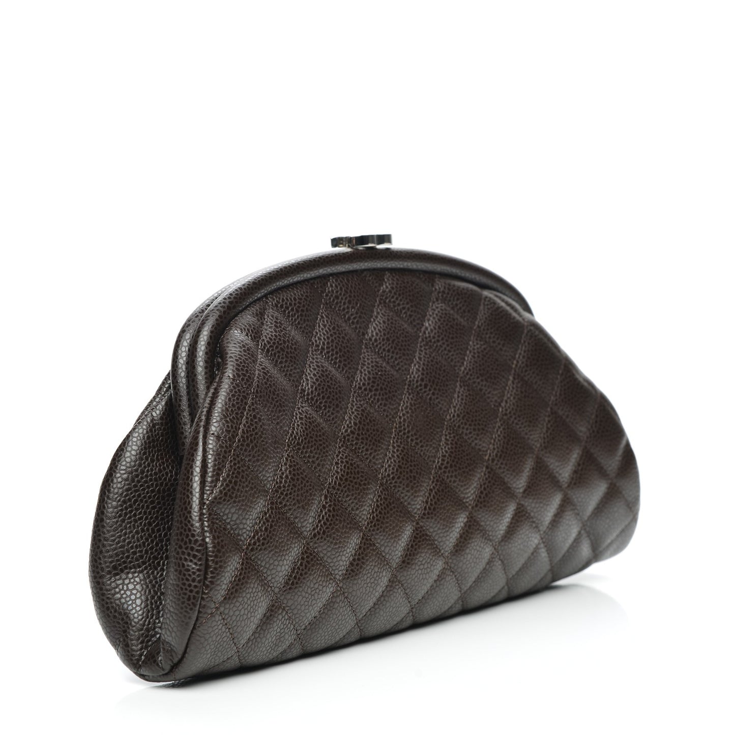 Caviar Quilted Timeless Clutch Dark Brown