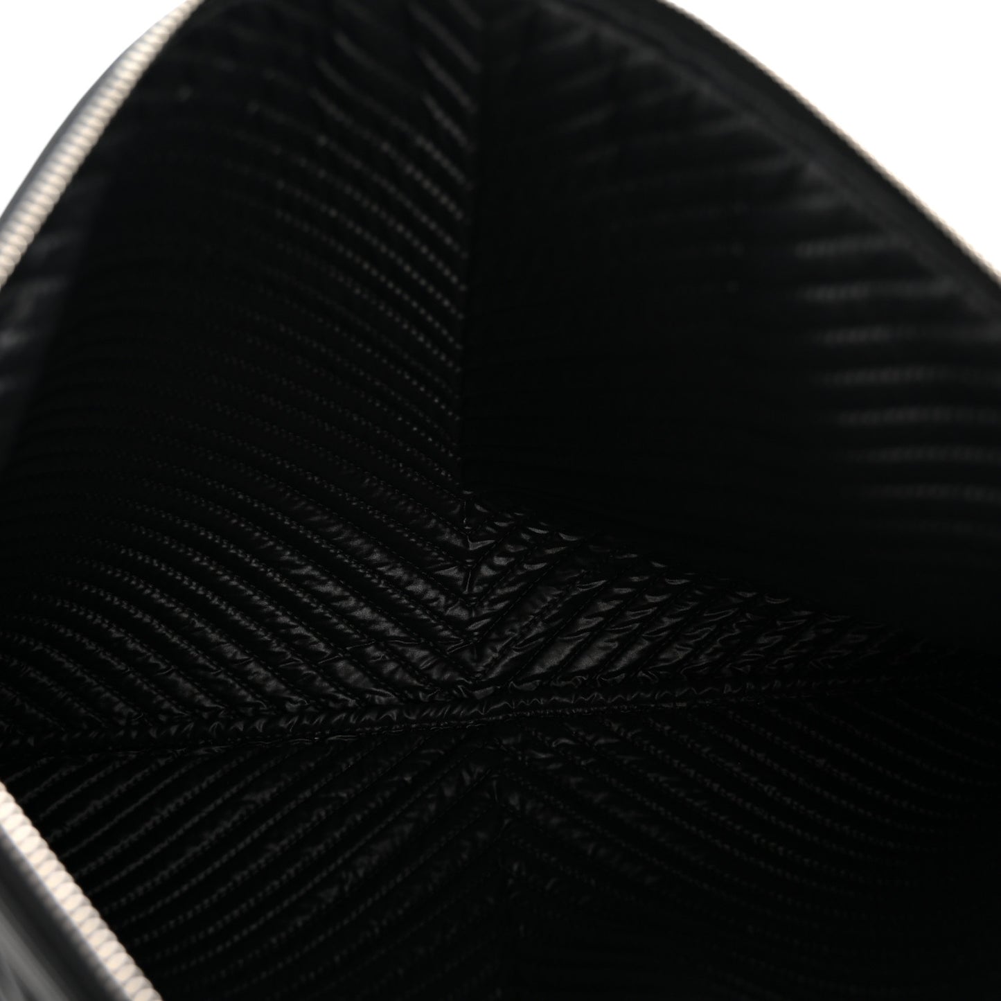 Calfskin Chevron Quilted Large Boy Cosmetic Case Black