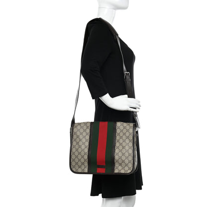Gucci GG Plus Monogram Web Medium Flap Messenger Beige Dark Brown 2 of 10