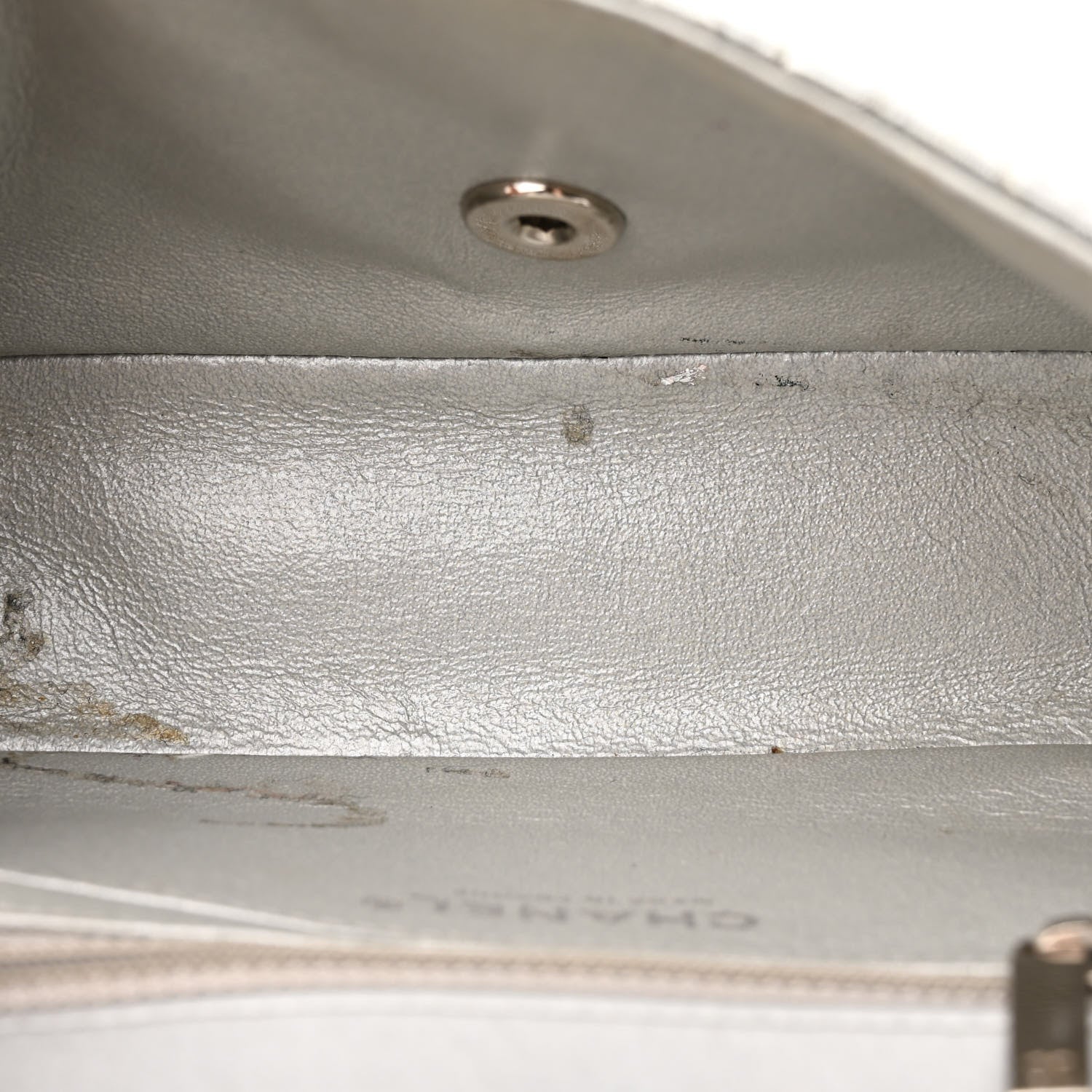 Chanel Patent Metallic Crumpled Calfskin Chevron Quilted Mini Rectangular Flap Silver 5 of 12